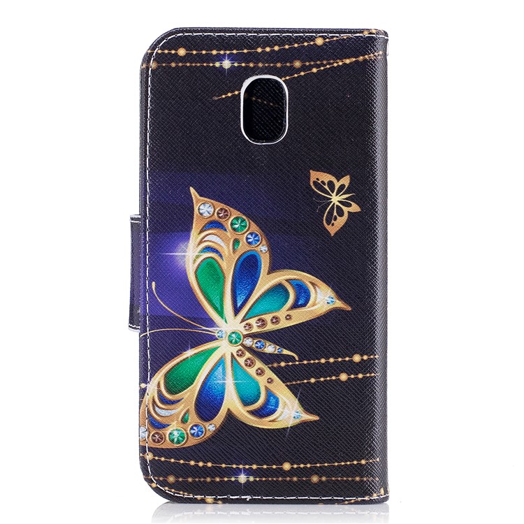 For Samsung Galaxy J3 (2017) EU Version Pattern Printing Wallet Stand Leather Mobile Protective Shell - Butterfly with Diamond-3