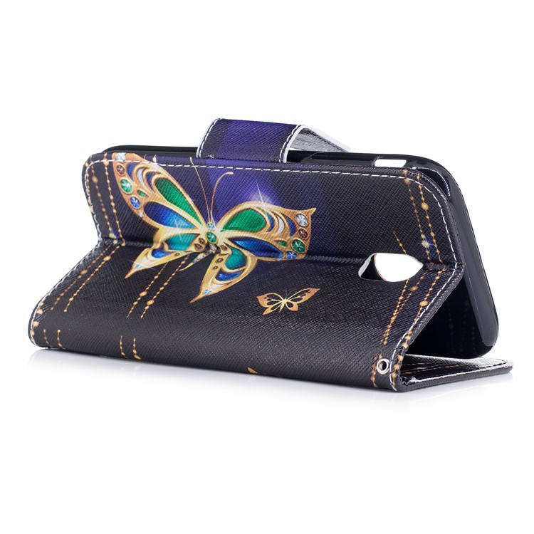 For Samsung Galaxy J3 (2017) EU Version Pattern Printing Wallet Stand Leather Mobile Protective Shell - Butterfly with Diamond-4
