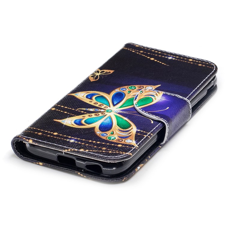 For Samsung Galaxy J3 (2017) EU Version Pattern Printing Wallet Stand Leather Mobile Protective Shell - Butterfly with Diamond-6