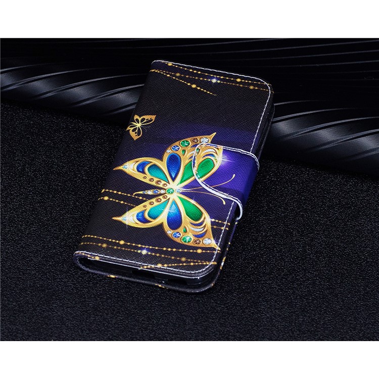 For Samsung Galaxy J3 (2017) EU Version Pattern Printing Wallet Stand Leather Mobile Protective Shell - Butterfly with Diamond-9