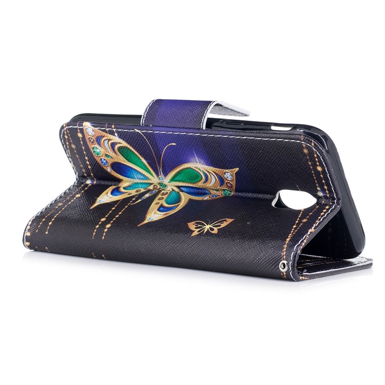 Pattern Printing Magnetic Leather Wallet Phone Shell with Stand for Samsung Galaxy J5 (2017) EU Version - Butterfly with Diamond-4