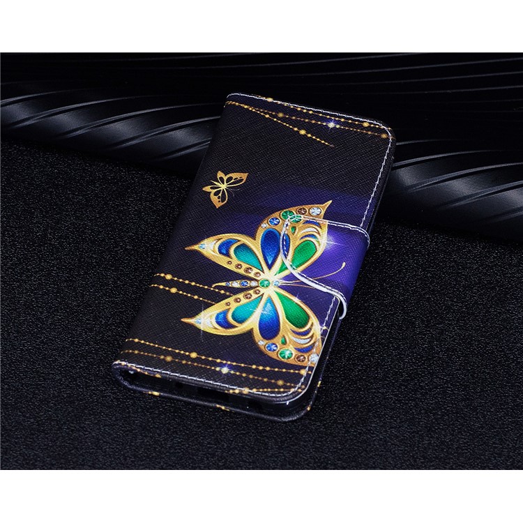 Pattern Printing Magnetic Leather Wallet Phone Shell with Stand for Samsung Galaxy J5 (2017) EU Version - Butterfly with Diamond-9