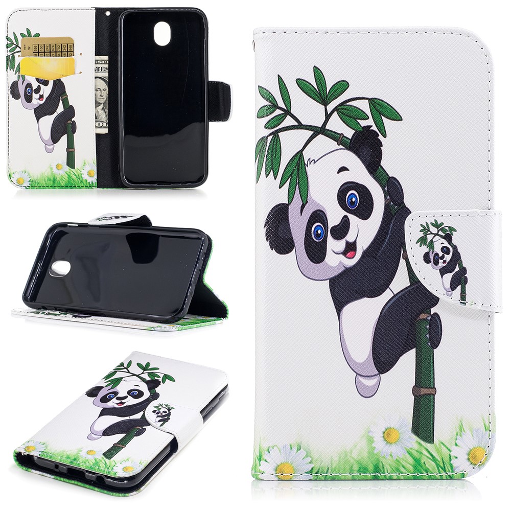 Pattern Printing Wallet Stand Leather Casing Cover for Samsung Galaxy J7 (2017) EU Version - Lovely Panda-1
