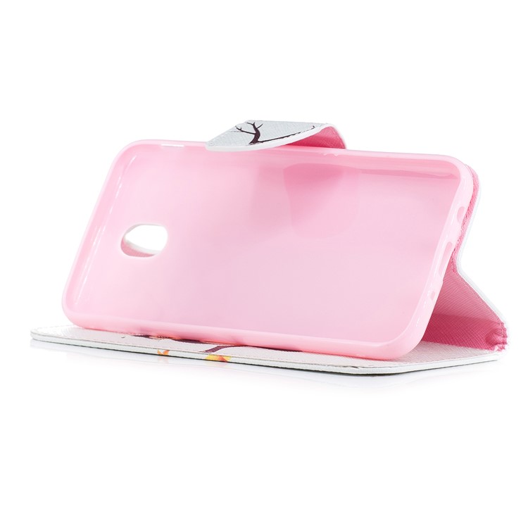 Padrão de impressão Wallet Stand Protetor de couro para Samsung Galaxy J7(2017) EU versão - Uma coruja em pé no ramo-5