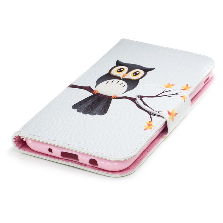 Padrão de impressão Wallet Stand Protetor de couro para Samsung Galaxy J7(2017) EU versão - Uma coruja em pé no ramo-6