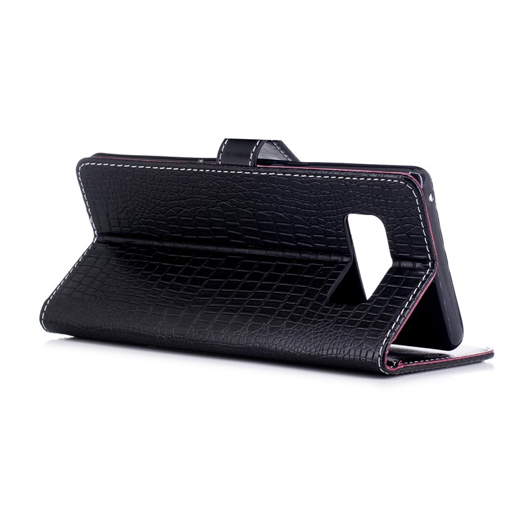 Crocodile Texture PU Leather Wallet Phone Cover with Stand for Samsung Galaxy Note 8 - Black-4