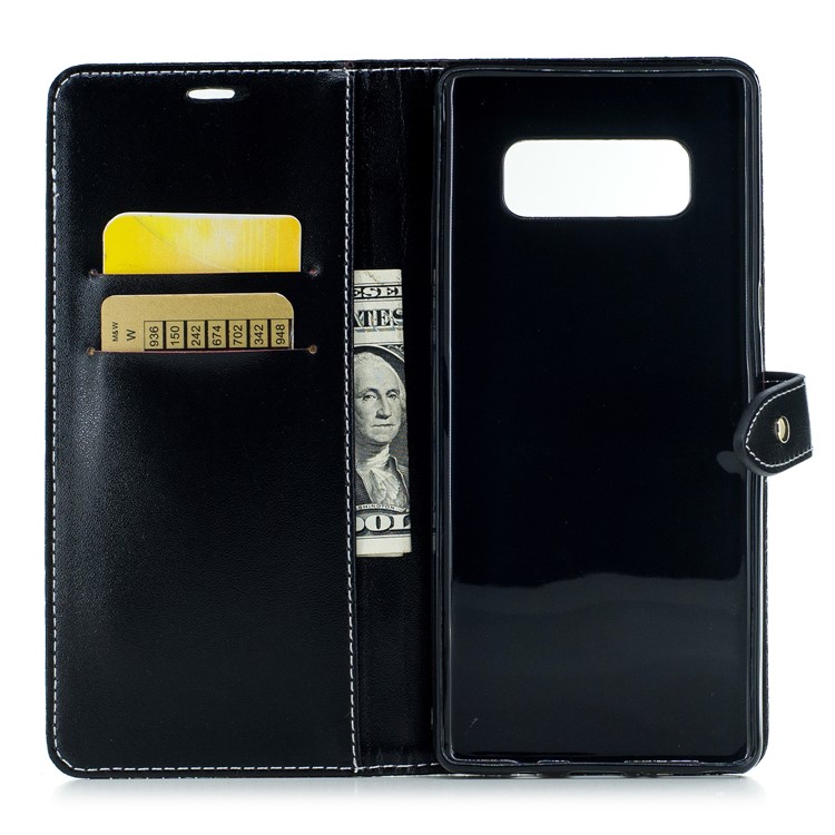 Crocodile Texture PU Leather Wallet Phone Cover with Stand for Samsung Galaxy Note 8 - Black-8