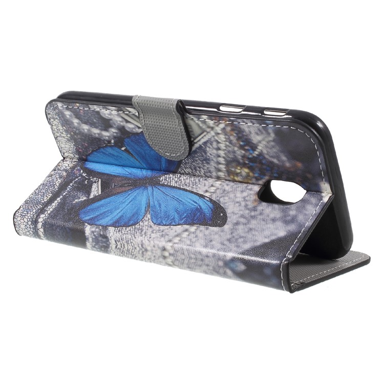 Water Transfer Printing Wallet Leather Case for Samsung Galaxy J7 (2017) EU Version - Blue Butterfly-5