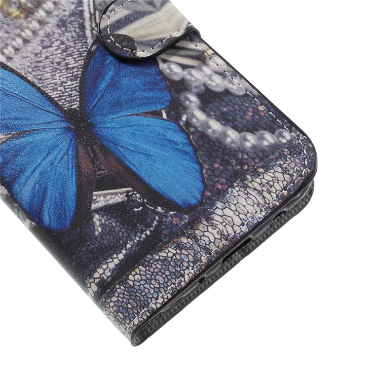 Water Transfer Printing Wallet Leather Case for Samsung Galaxy J7 (2017) EU Version - Blue Butterfly-7