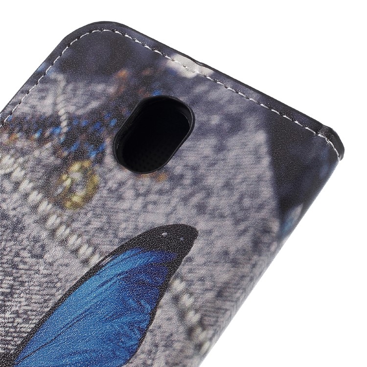 Water Transfer Printing Wallet Leather Case for Samsung Galaxy J7 (2017) EU Version - Blue Butterfly-8