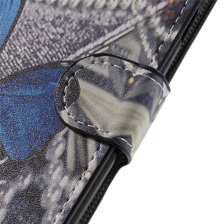 Water Transfer Printing Wallet Leather Case for Samsung Galaxy J7 (2017) EU Version - Blue Butterfly-9