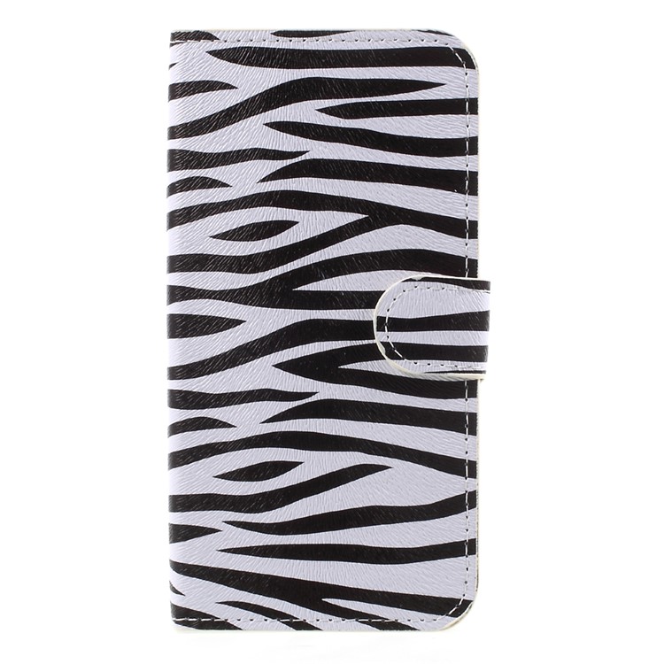 Patterned Card Slots Leather Shell for Samsung Galaxy J7 (2017) EU Version - Zebra Stripes-1