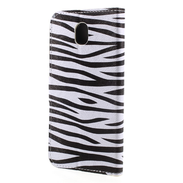 Patterned Card Slots Leather Shell for Samsung Galaxy J7 (2017) EU Version - Zebra Stripes-2