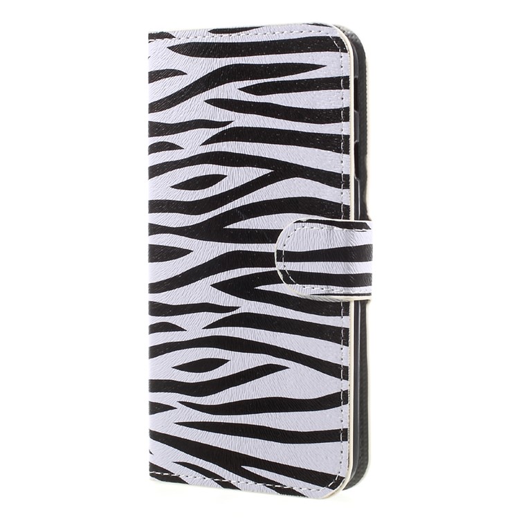 Patterned Card Slots Leather Shell for Samsung Galaxy J7 (2017) EU Version - Zebra Stripes-3