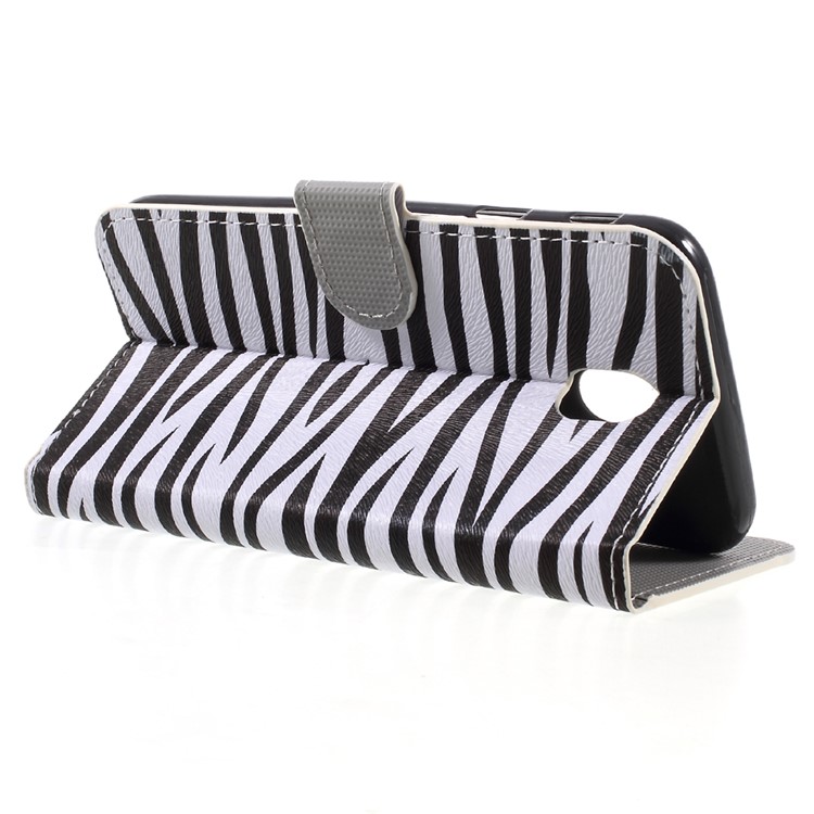 Patterned Card Slots Leather Shell for Samsung Galaxy J7 (2017) EU Version - Zebra Stripes-5