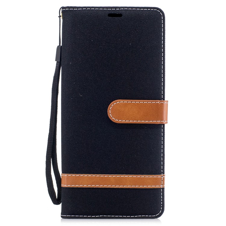 For Samsung Galaxy Note 8 Two-tone Jean Cloth PU Leather Stand Phone Case Cover - Black-2