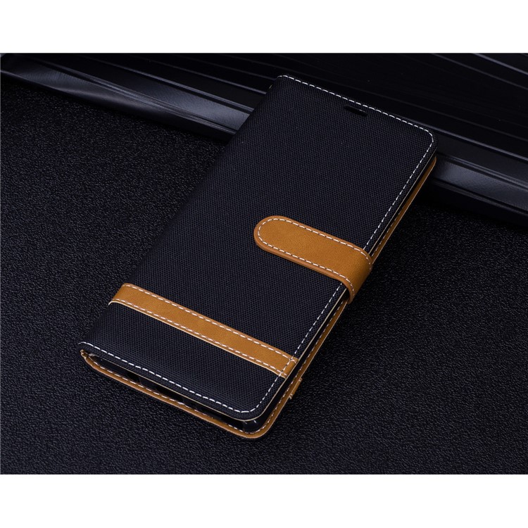 For Samsung Galaxy Note 8 Two-tone Jean Cloth PU Leather Stand Phone Case Cover - Black-9