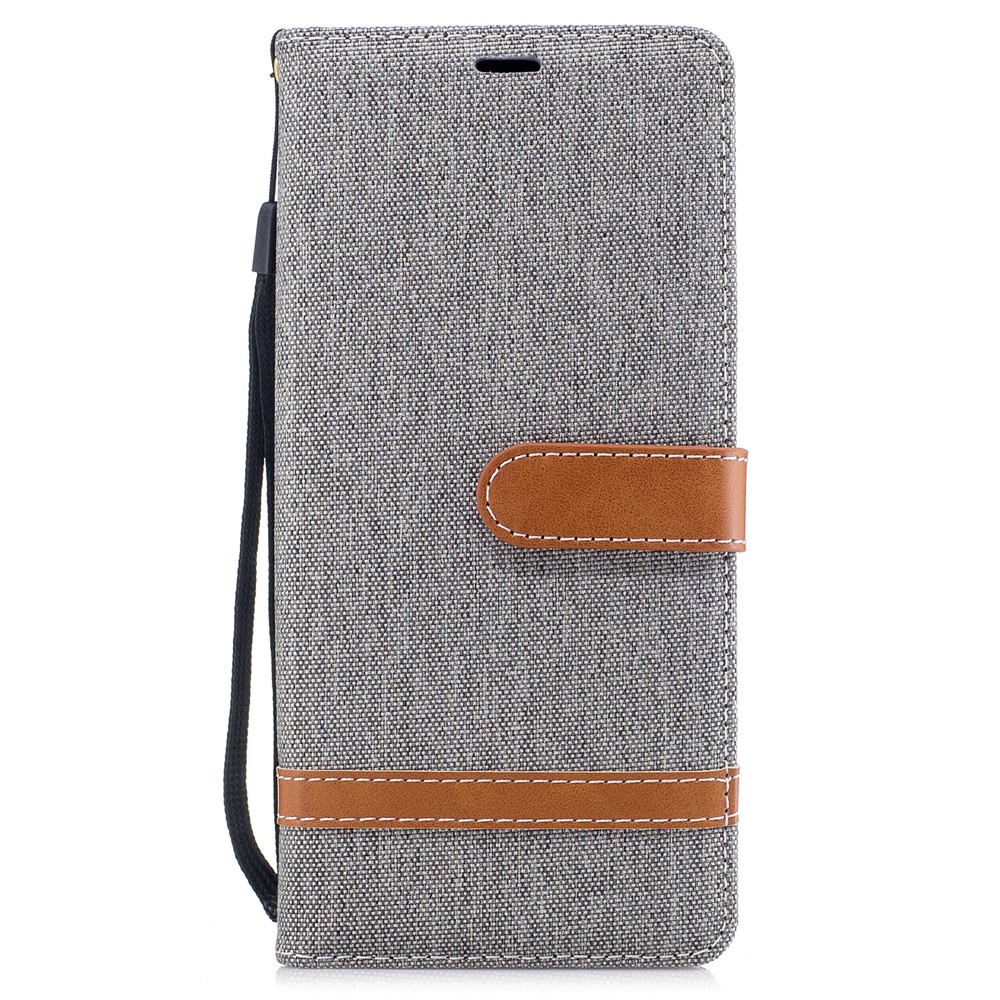 Two-tone Jean Cloth PU Leather Stand Phone Cover for Samsung Galaxy Note 8 - Grey-2