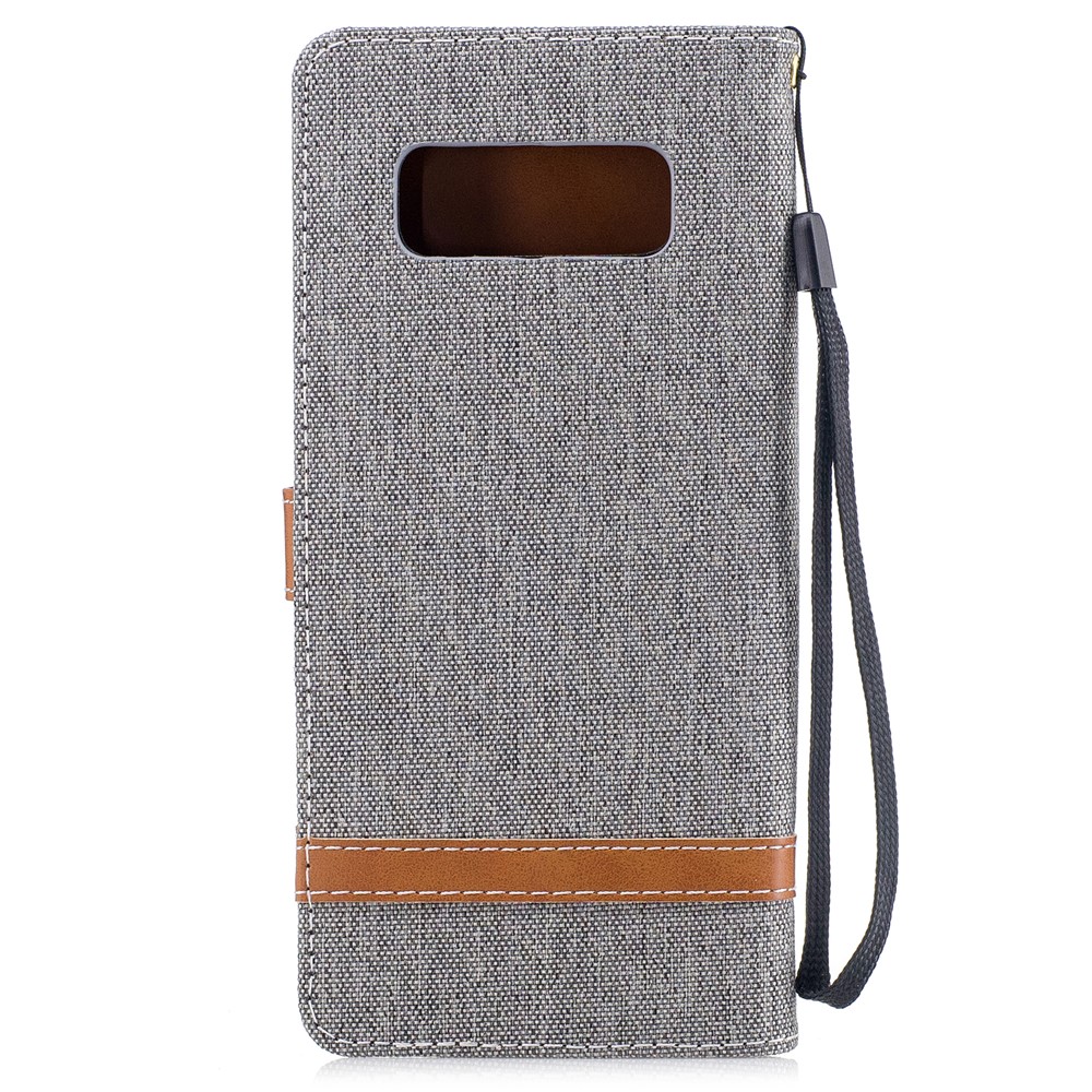 Two-tone Jean Cloth PU Leather Stand Phone Cover for Samsung Galaxy Note 8 - Grey-3