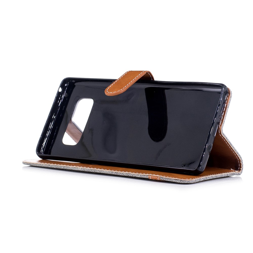 Two-tone Jean Cloth PU Leather Stand Phone Cover for Samsung Galaxy Note 8 - Grey-5