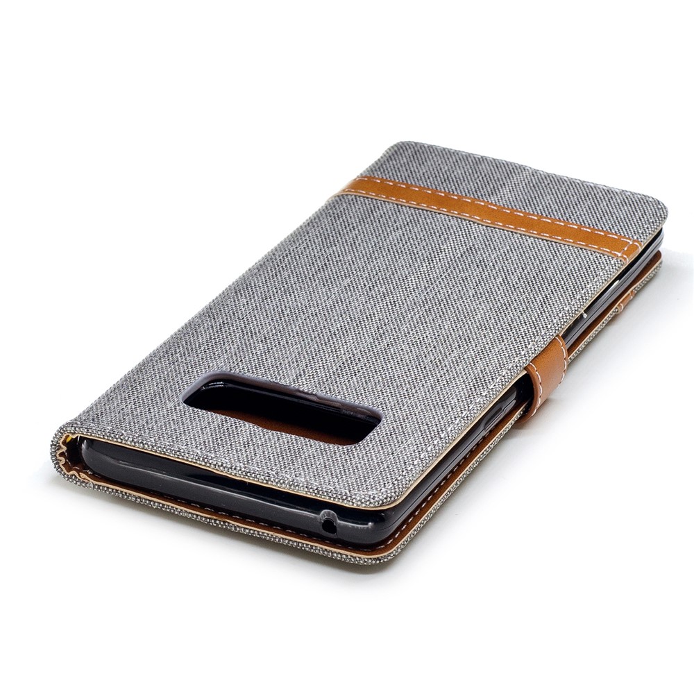 Two-tone Jean Cloth PU Leather Stand Phone Cover for Samsung Galaxy Note 8 - Grey-7