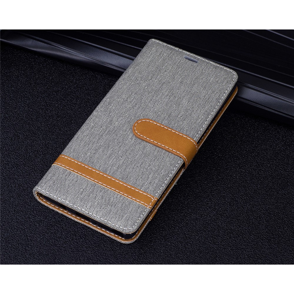 Two-tone Jean Cloth PU Leather Stand Phone Cover for Samsung Galaxy Note 8 - Grey-9