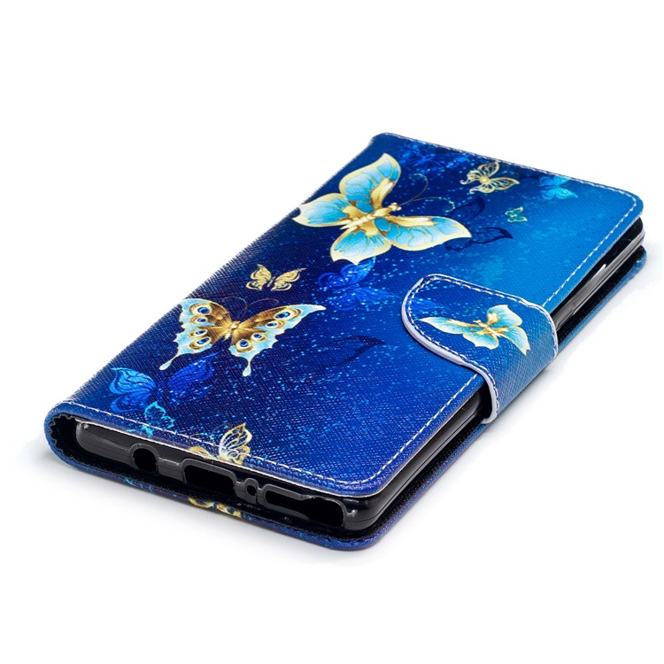 Patterned PU Leather Wallet Stand Protective Phone Shell for Samsung Galaxy Note 8 - Blue and Gold Butterfly-6
