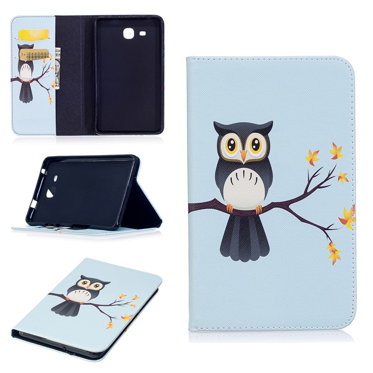Pattern Printing Leather Wallet Flip Stand Shell for Samsung Galaxy Tab A 7.0 T280 T285 - Adorable Owl-1