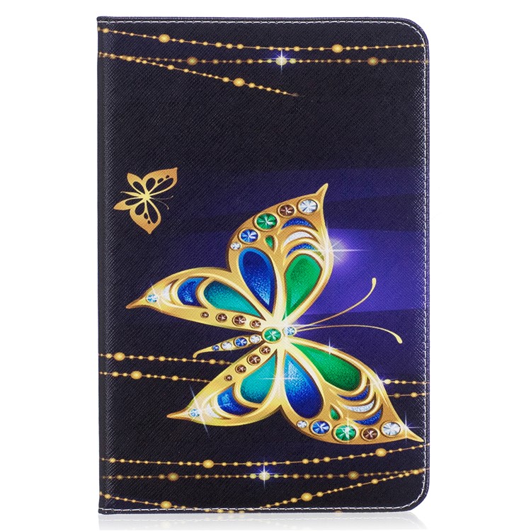 For Samsung Galaxy Tab A 8.0 T350 Pattern Printing PU Leather Wallet Stand Case - Golden Butterflies-2