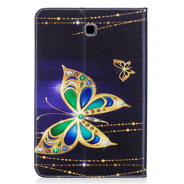 For Samsung Galaxy Tab A 8.0 T350 Pattern Printing PU Leather Wallet Stand Case - Golden Butterflies-3