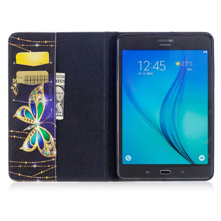 For Samsung Galaxy Tab A 8.0 T350 Pattern Printing PU Leather Wallet Stand Case - Golden Butterflies-8
