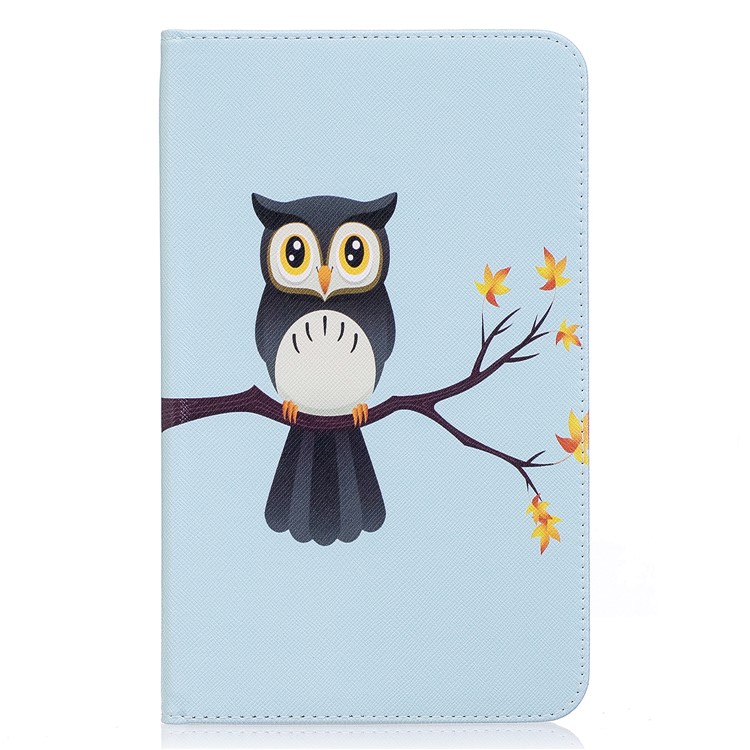 For Samsung Galaxy Tab E 8.0 T377 Pattern Printing Leather Wallet Protection Cover - Adorable Owl-2