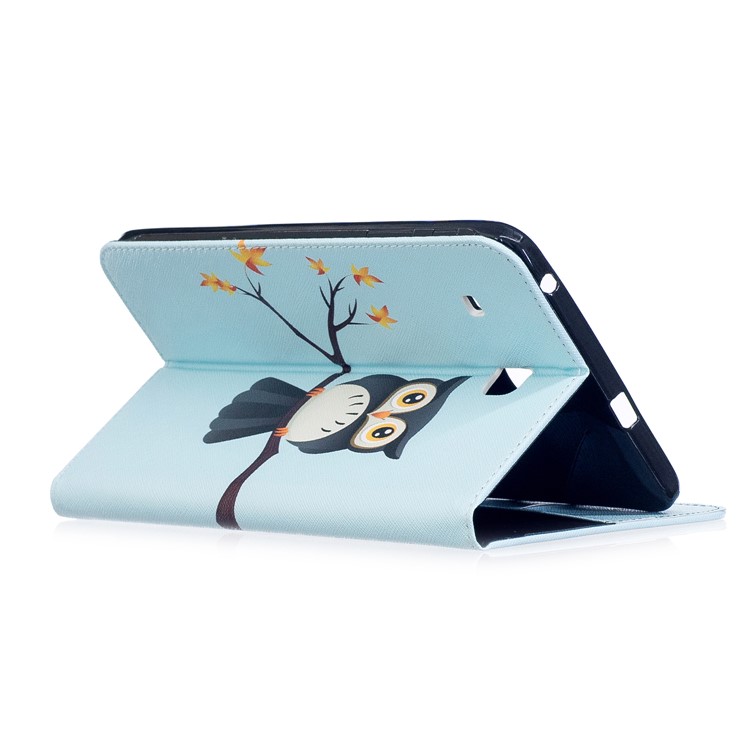 For Samsung Galaxy Tab E 8.0 T377 Pattern Printing Leather Wallet Protection Cover - Adorable Owl-4