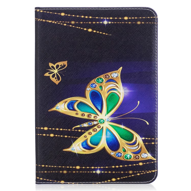 For Samsung Galaxy Tab S2 8.0 T710 T715 Pattern Printing Leather Wallet Protection Cover - Butterfly with Diamond-2