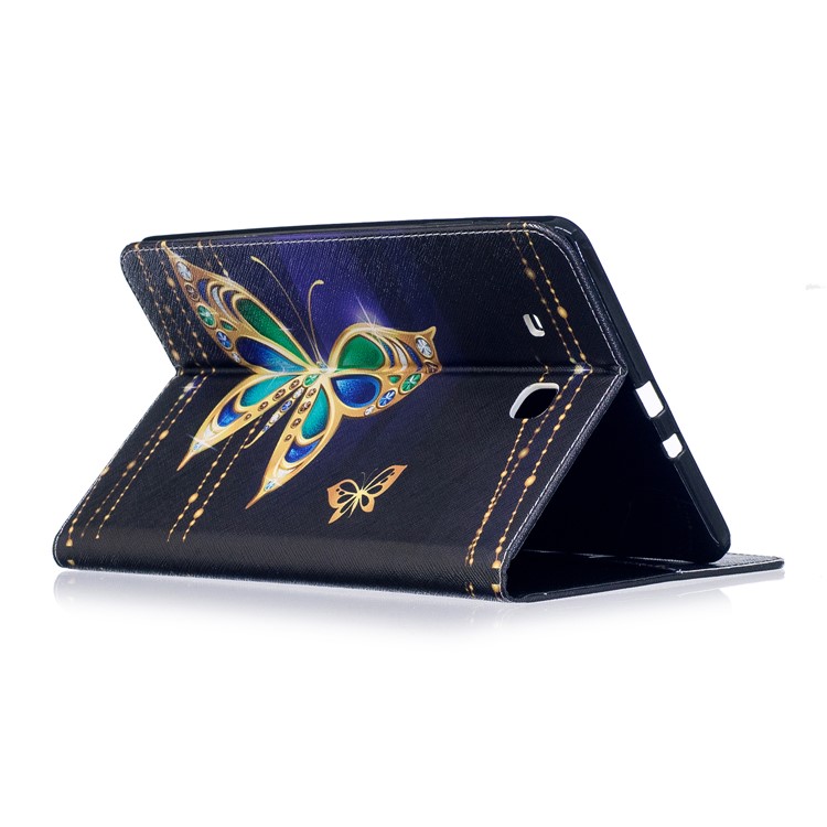 For Samsung Galaxy Tab E 9.6 T560 Pattern Printing PU Leather Wallet Stand Case - Butterfly with Diamond-4