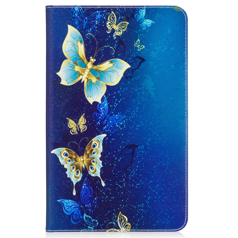 Für Samsung Galaxy Tab A 10.1 (2016) T580 T585 Musterdruck Leder Wallet Flip Cover - Blauer Schmetterling-2