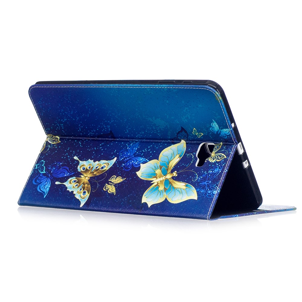 For Samsung Galaxy Tab A 10.1 (2016) T580 T585 Pattern Printing Leather Wallet Flip Cover - Blue Butterfly-4