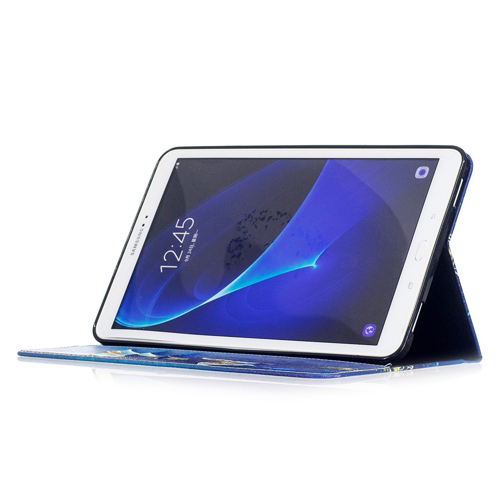 For Samsung Galaxy Tab A 10.1 (2016) T580 T585 Pattern Printing Leather Wallet Flip Cover - Blue Butterfly-5