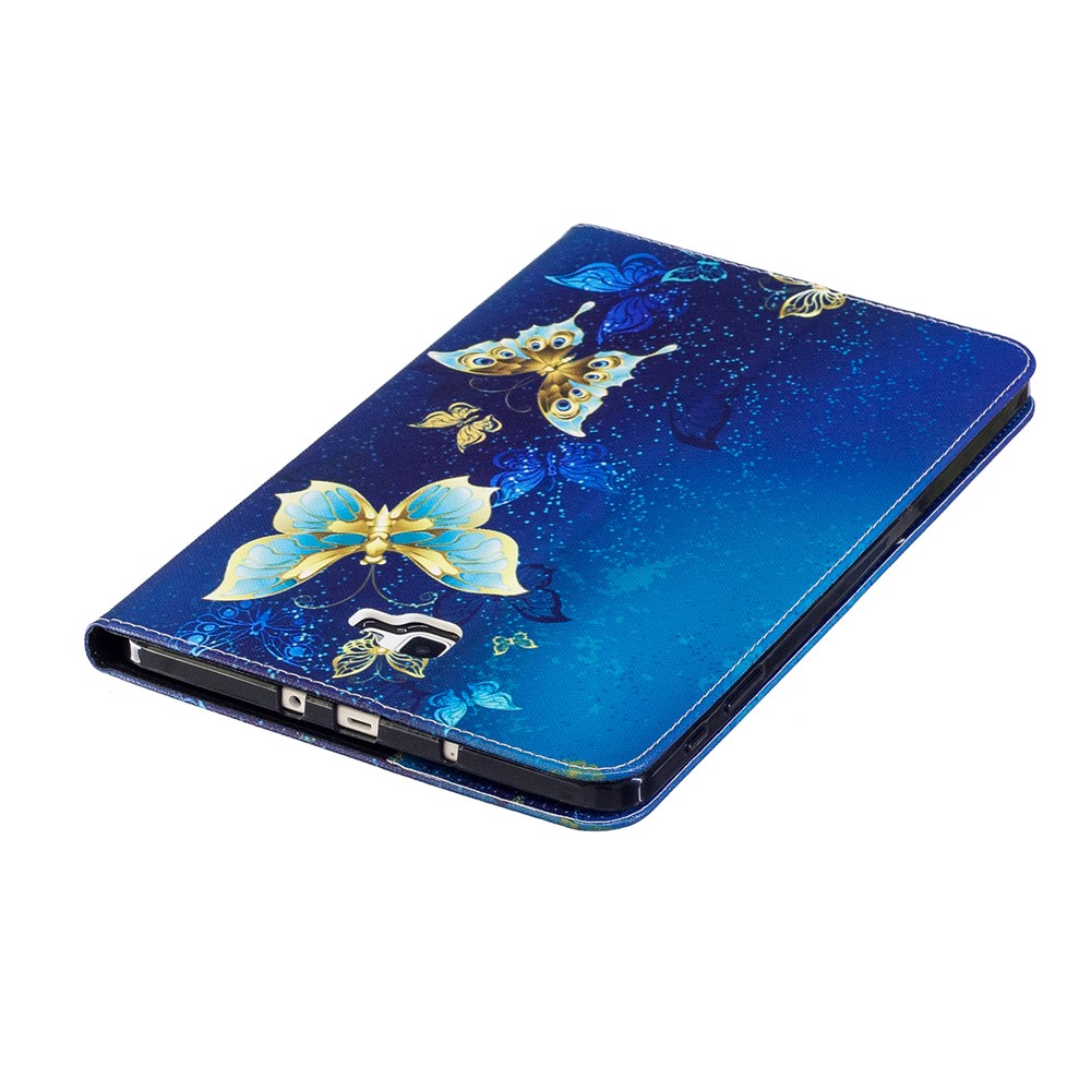 For Samsung Galaxy Tab A 10.1 (2016) T580 T585 Pattern Printing Leather Wallet Flip Cover - Blue Butterfly-7