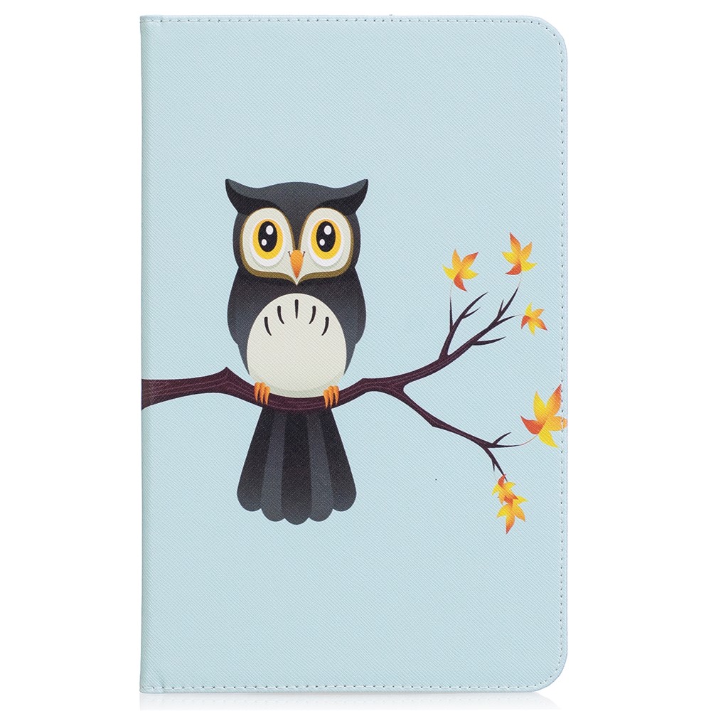 Impression sur motifs en cuir Portefeuille en cuir pour Samsung Galaxy Tab A 10.1(2016) T580 T585 - Chouette sur la branche-2