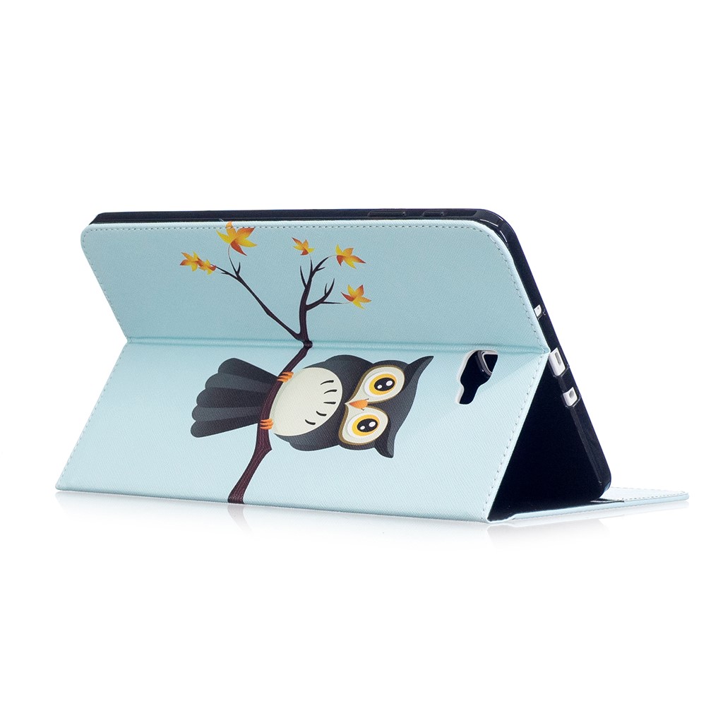Impression sur motifs en cuir Portefeuille en cuir pour Samsung Galaxy Tab A 10.1(2016) T580 T585 - Chouette sur la branche-4