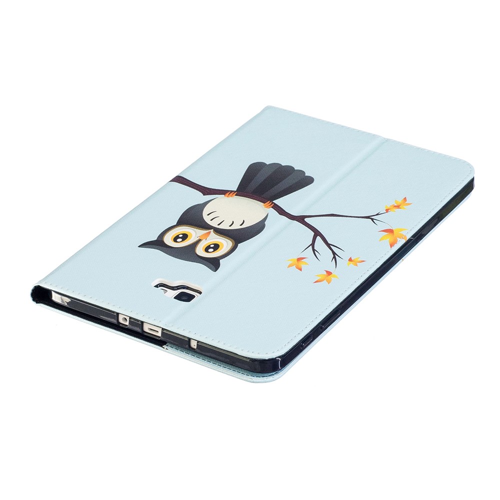 Impression sur motifs en cuir Portefeuille en cuir pour Samsung Galaxy Tab A 10.1(2016) T580 T585 - Chouette sur la branche-7