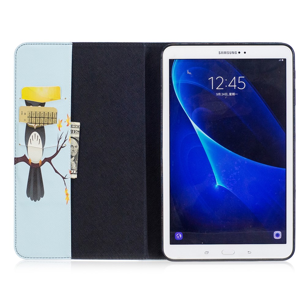 Impression sur motifs en cuir Portefeuille en cuir pour Samsung Galaxy Tab A 10.1(2016) T580 T585 - Chouette sur la branche-8