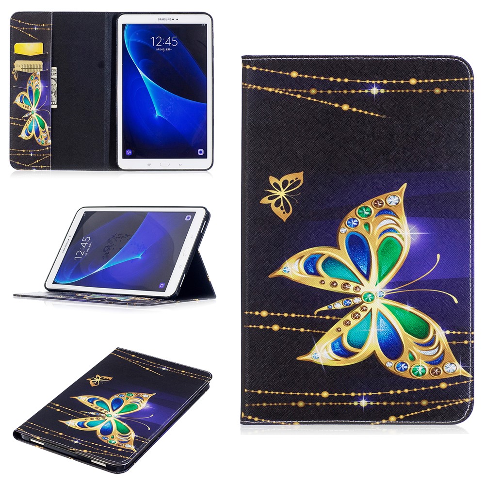 Pattern Printing Leather Wallet Flip Case para Samsung Galaxy Tab A 10.1 (2016) T580 T585 - Linda borboleta-1