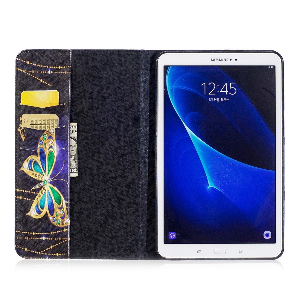 Pattern Printing Leather Wallet Flip Case para Samsung Galaxy Tab A 10.1 (2016) T580 T585 - Linda borboleta-8