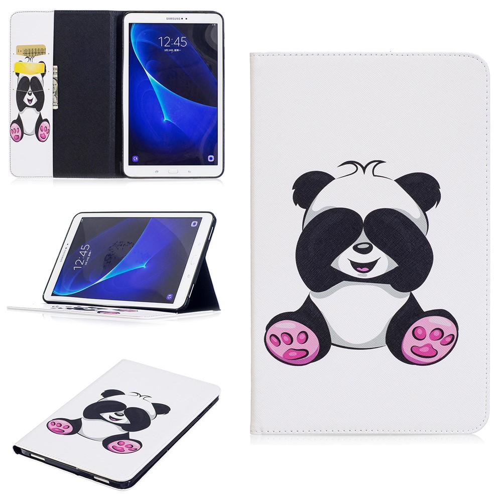 Patrón De La Impresión De La Cubierta Flip Billetera De Cuero Para Samsung Galaxy Tab A 10.1 (2016) T580 T585 - Lindo Panda-1
