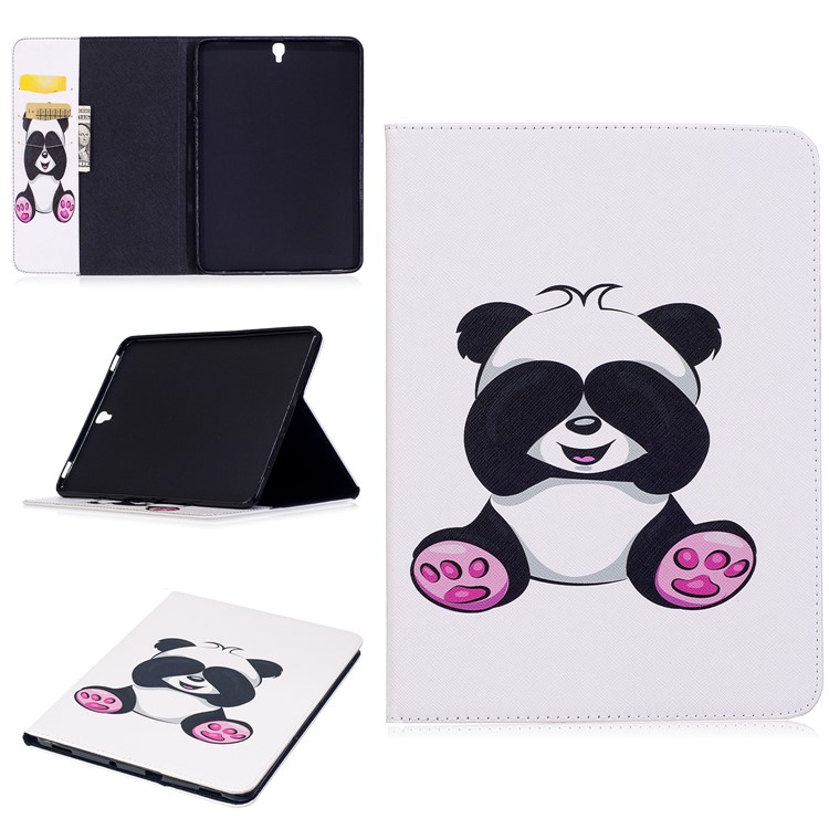 Pattern Printing Leather Wallet Case for Samsung Galaxy Tab S3 9.7 T820 T825 - Cute Panda-1