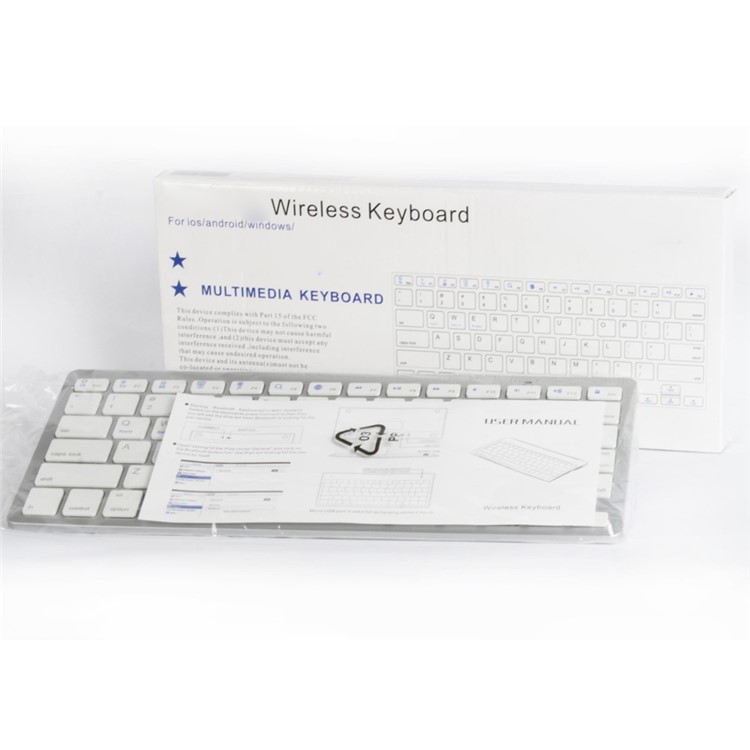 Wireless Bluetooth 3.0 Keyboard Appk78 for iPhone iPad Samsung Smartphone Tablet Laptop - White-14
