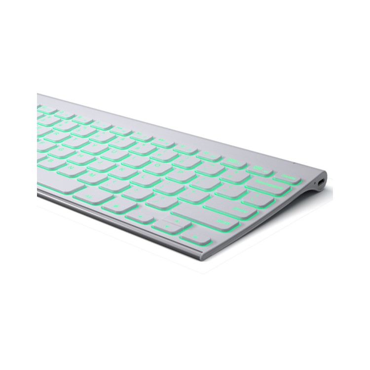Ultra-teclado sem fio sem fio fino com luz de fundo LED colorida para iOS Android Windows - branco-3