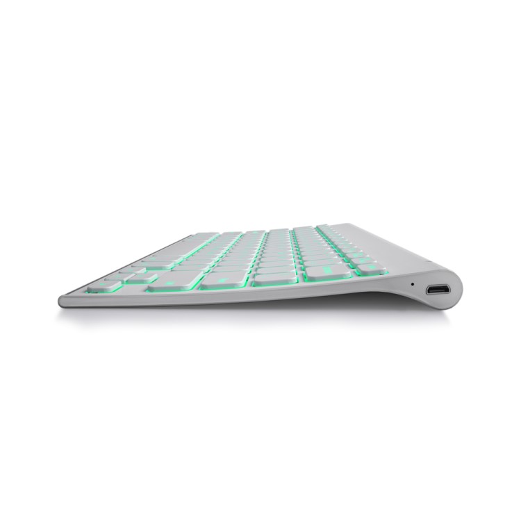 Ultra-teclado sem fio sem fio fino com luz de fundo LED colorida para iOS Android Windows - branco-4